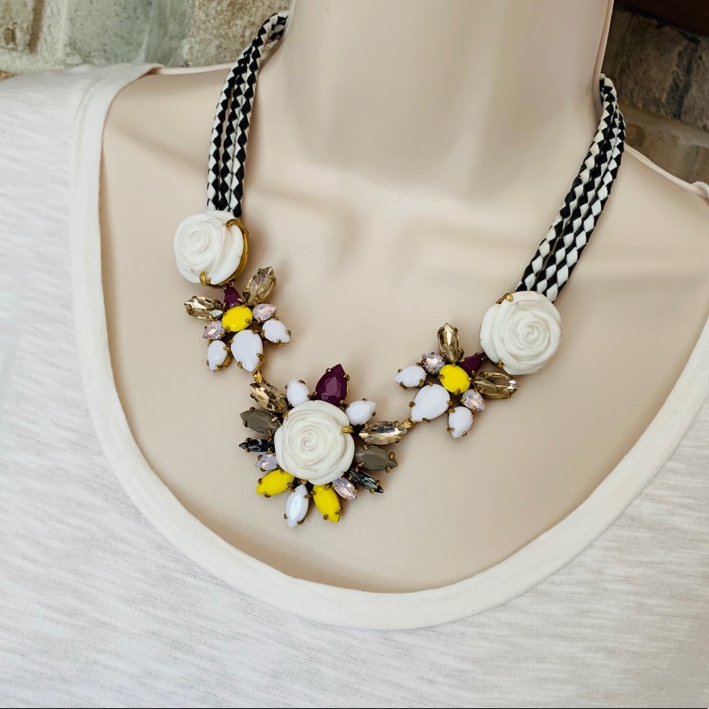 J.Crew burnished roses crystal statement necklace